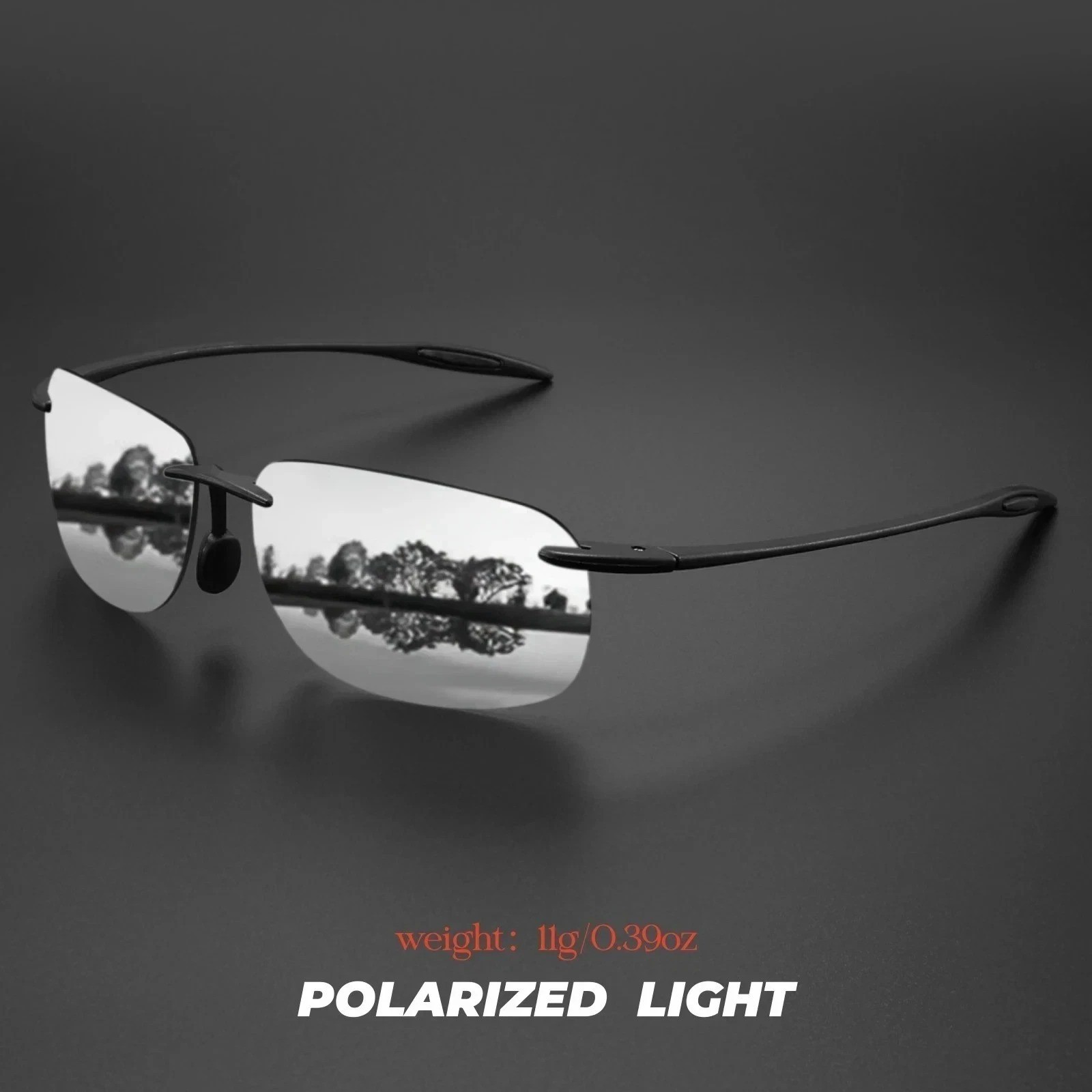 Rimless TR90 Sunglasses Polarized UV400 Lenses Lightweight Outdoor Men Glasses