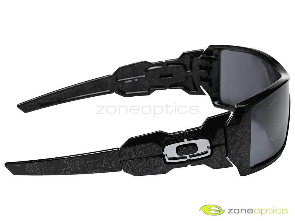 Oakley Oil Rig Sunglasses 24-058 Polished Black/Silver Ghost Text/Black Iridium