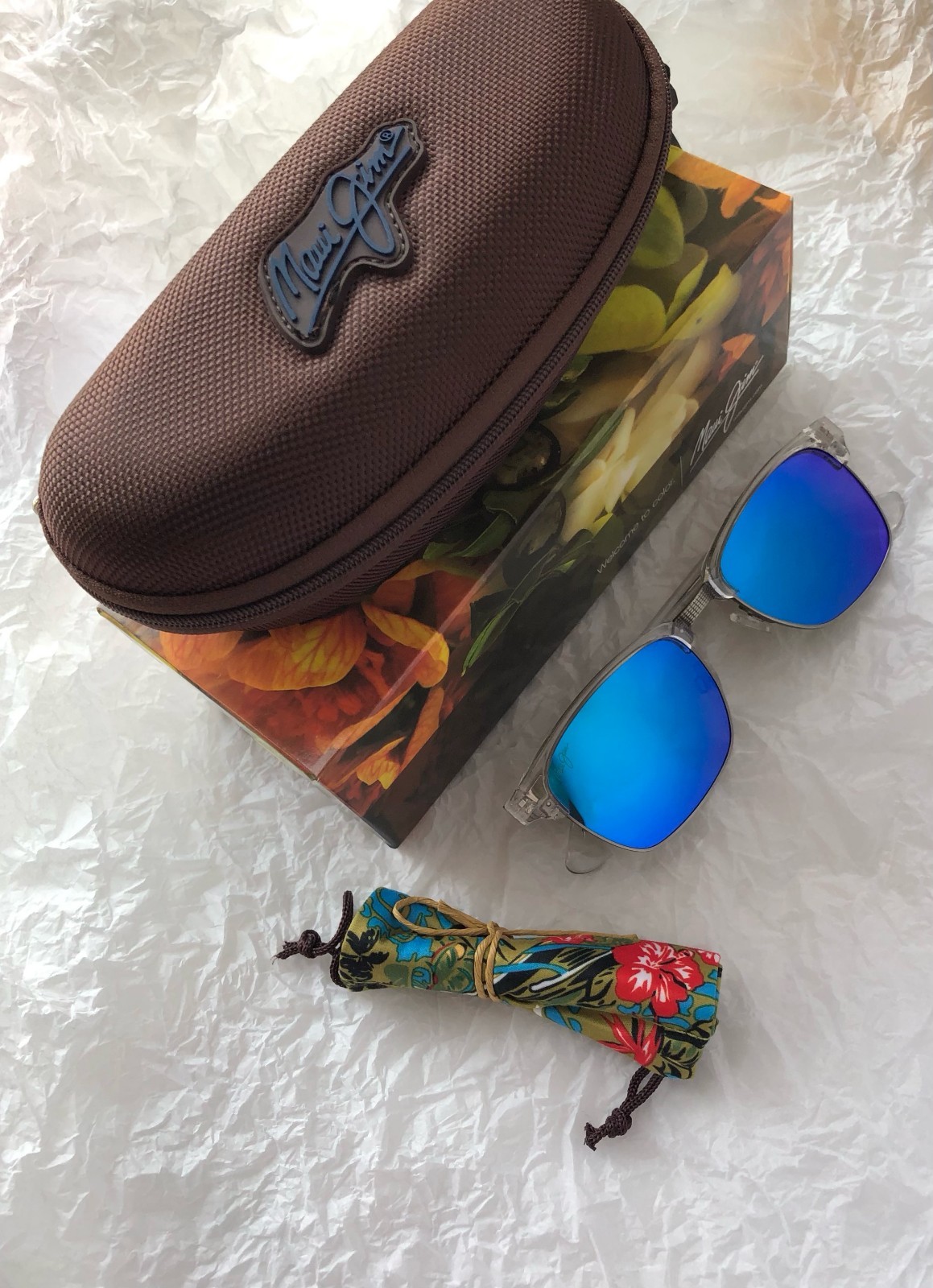 Maui Jim Kawika Polarized Sunglasses B257-05CR Crystal/Blue Hawaii Glass
