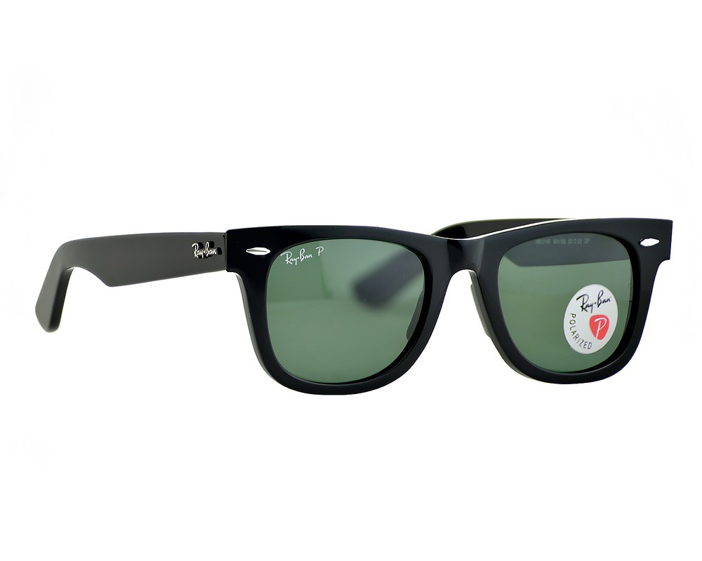 Ray-Ban Sunglasses RB2140 Original Wayfarer Black Frame Green Lenses 50mm Unisex