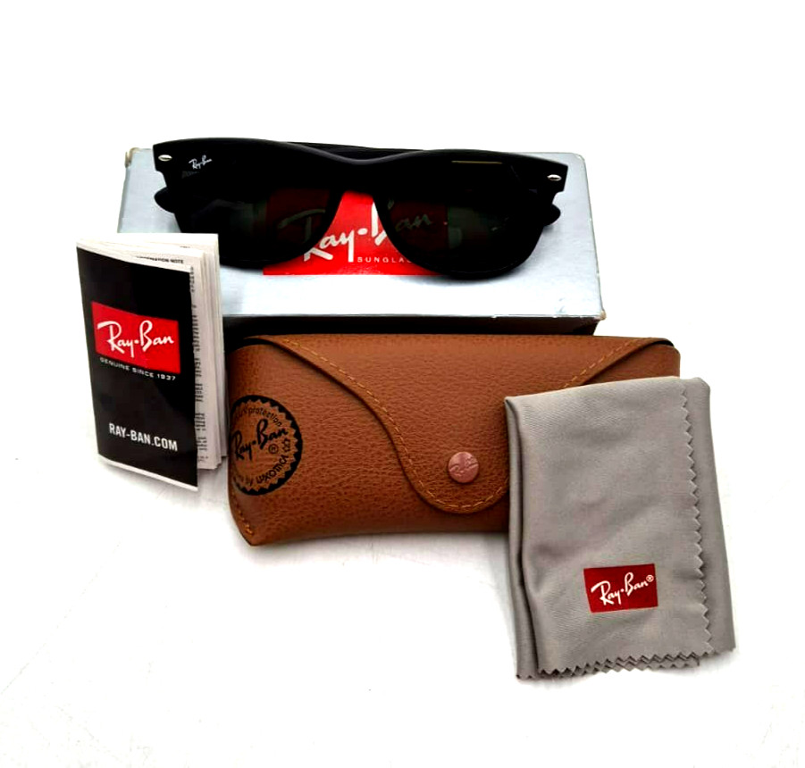 Ray-ban RB2132 New Wayfarer-622 Rubber Black Green Lenses Sunglasses