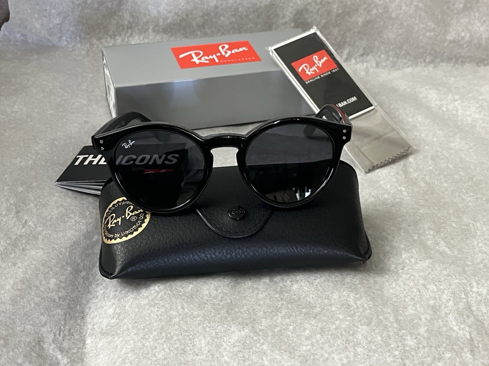 Ray‑Ban 0505S 2180 Reverse Polish Black Frame-Dark Grey Lens.6677/GR,52mm-145 mm