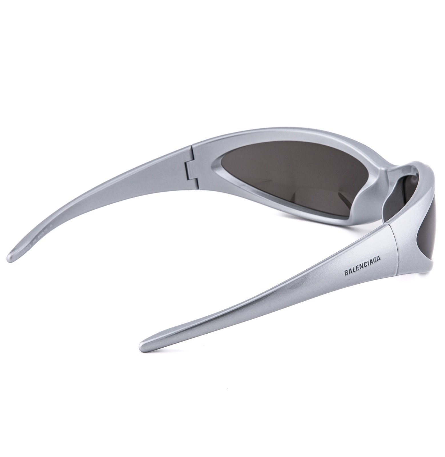 BALENCIAGA SKIN 0251 Narrow Wrap Cat Mask Metallic Silver Sunglasses BB0251S 005