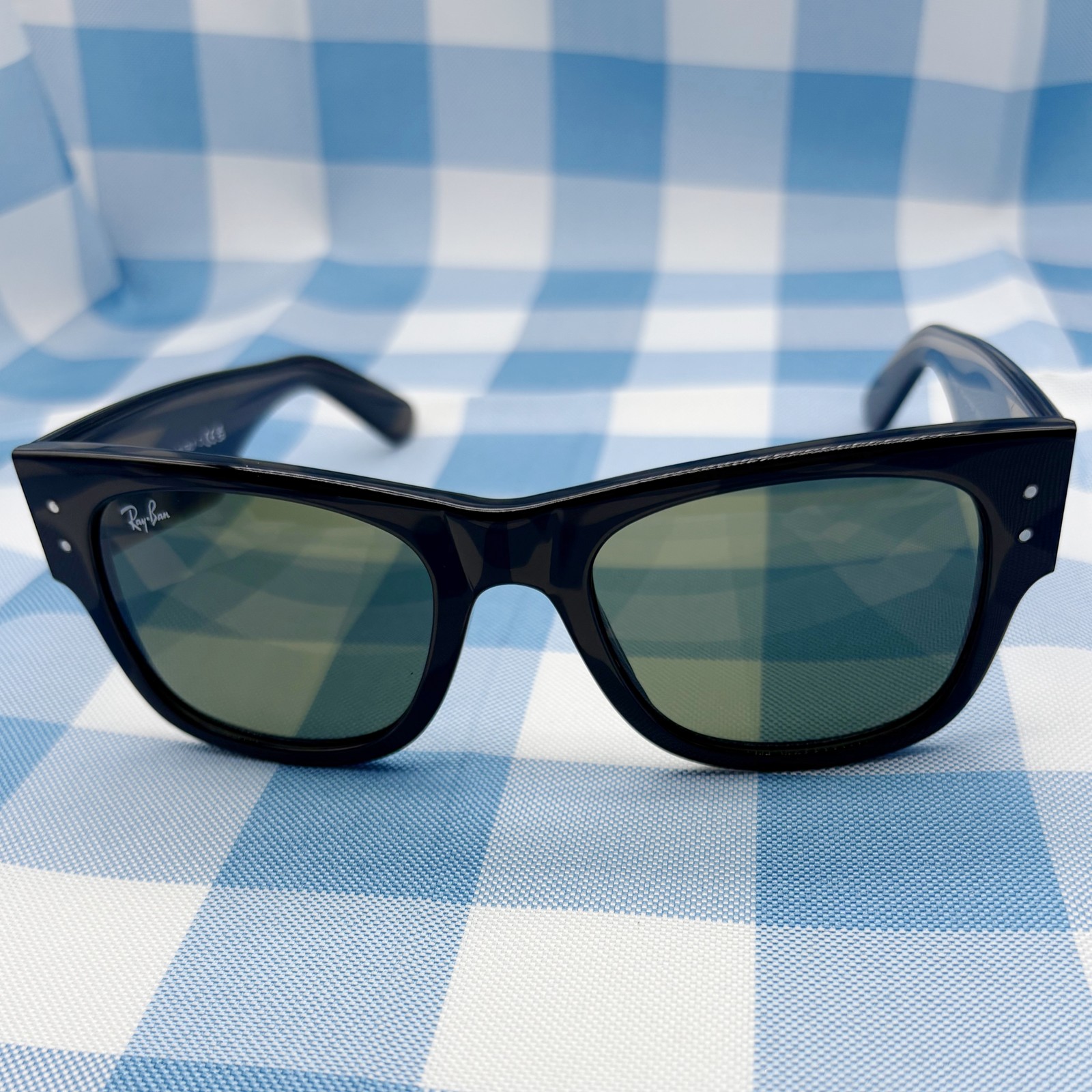 Ray-Ban Mega Wayfarer Sunglasses RB0840S 901/31 Black Frame Green Lens 51-21 145