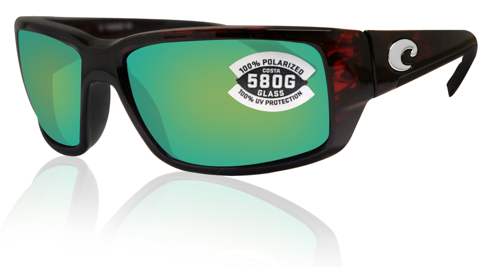 Costa Del Mar sunglasses Fantail tortoise green mirror glass 580 lens new