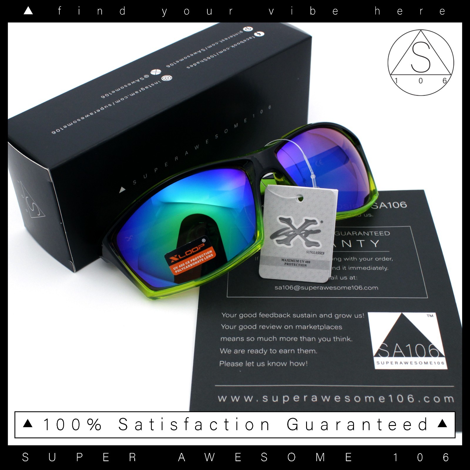 Xloop Sport Wrap Rectangle Sunglasses UV400 Mirror Lens Lightweight Active Frame