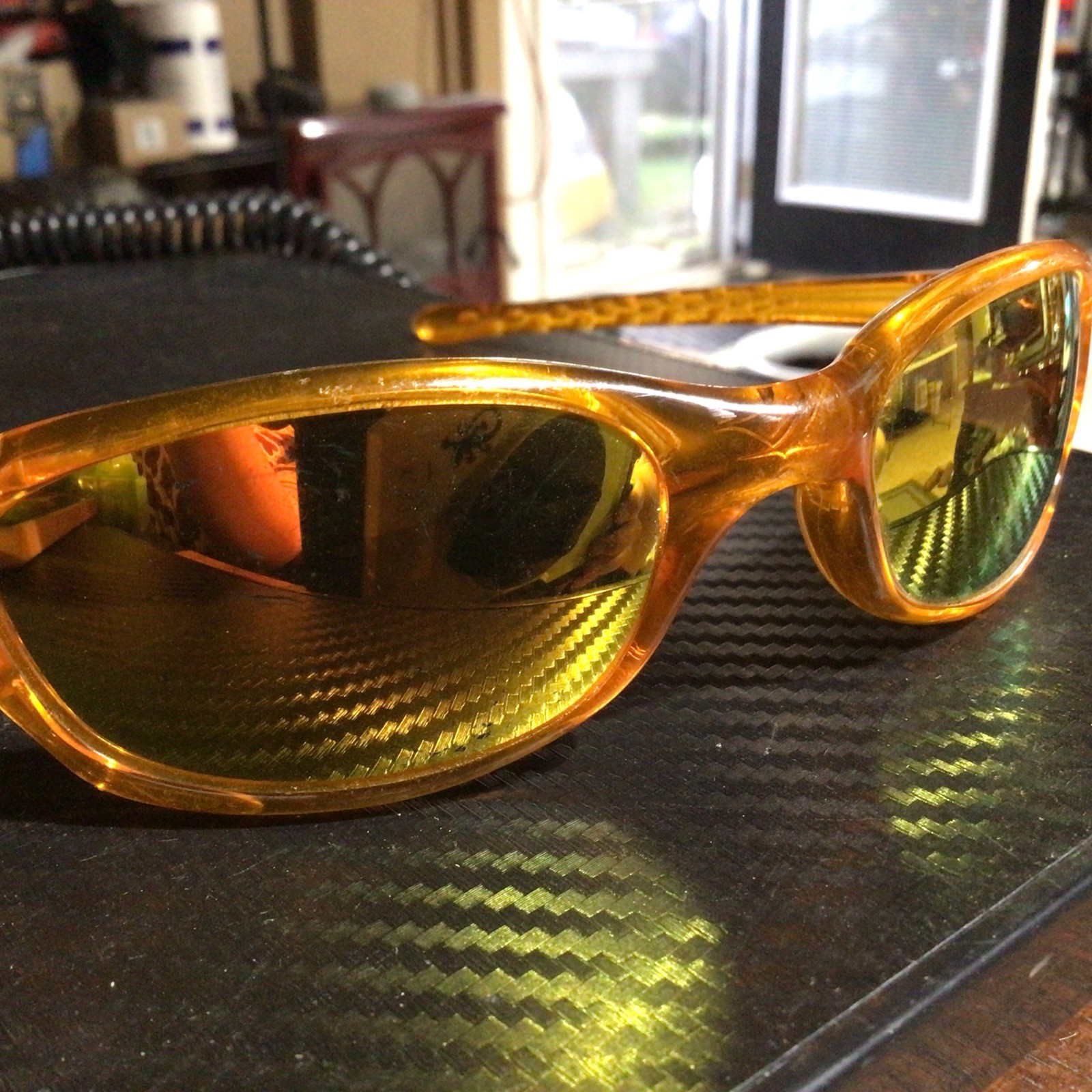 Vintage Oakley Fives Persimmon Sunglasses Clear Orange Mirror Original Gen-1