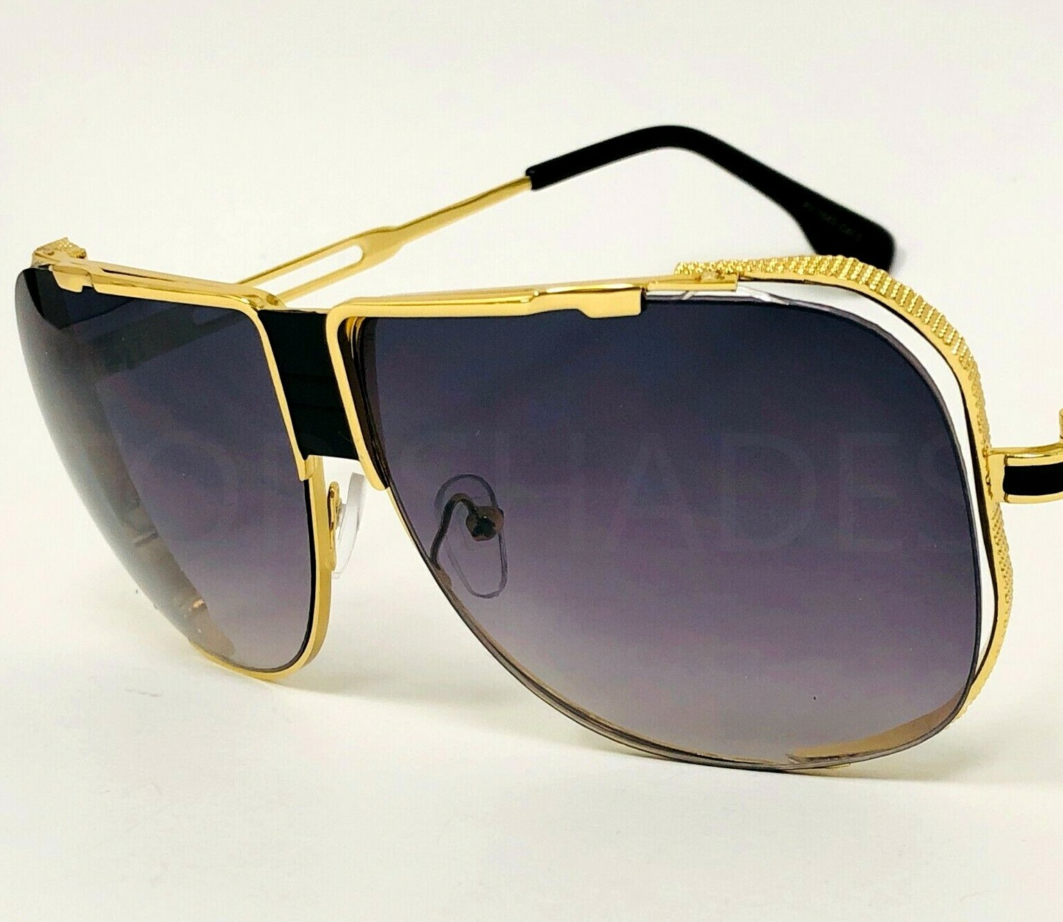 Oversized Square Pilot Style Sunglasses Metal Retro Gold Frame Men Women Fashion