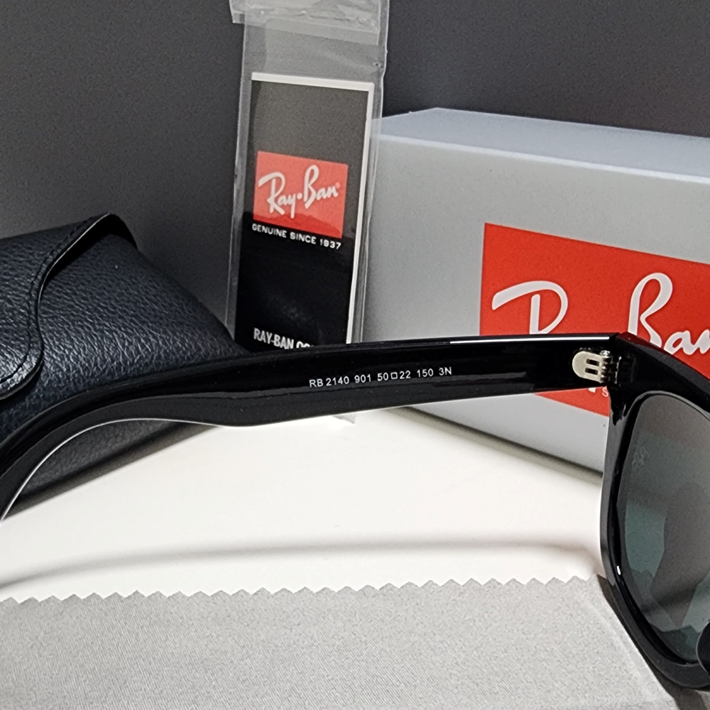 Ray-Ban RB2140 904 Wayfarer Sunglasses Black Frame Glass Gray Lens 50-22 mm