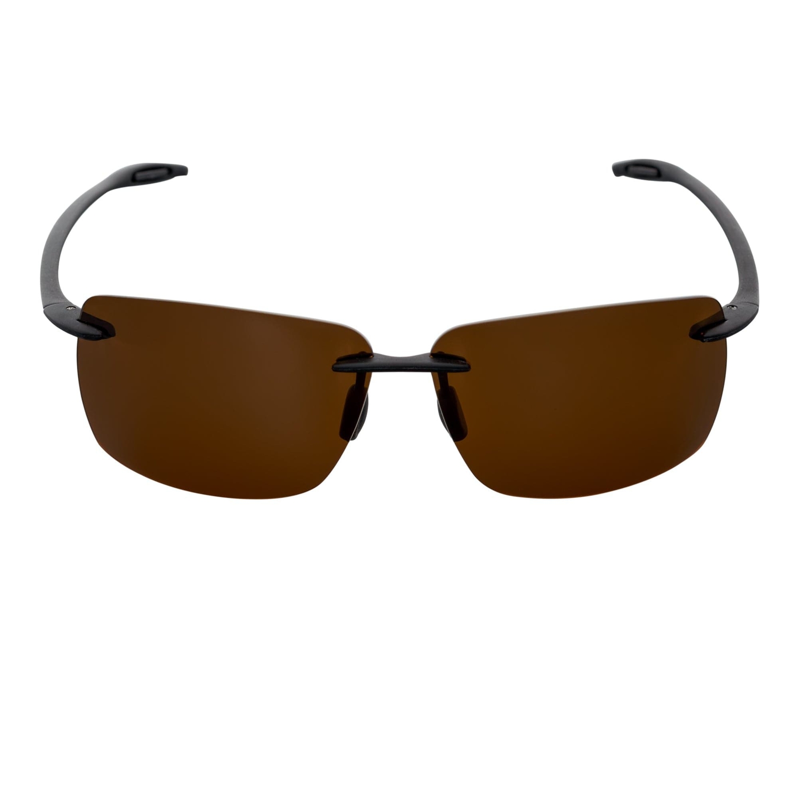 MAUI – Rimless TR90 Thin Sports Wrap Sunglasses Matte Black Brown Polarized