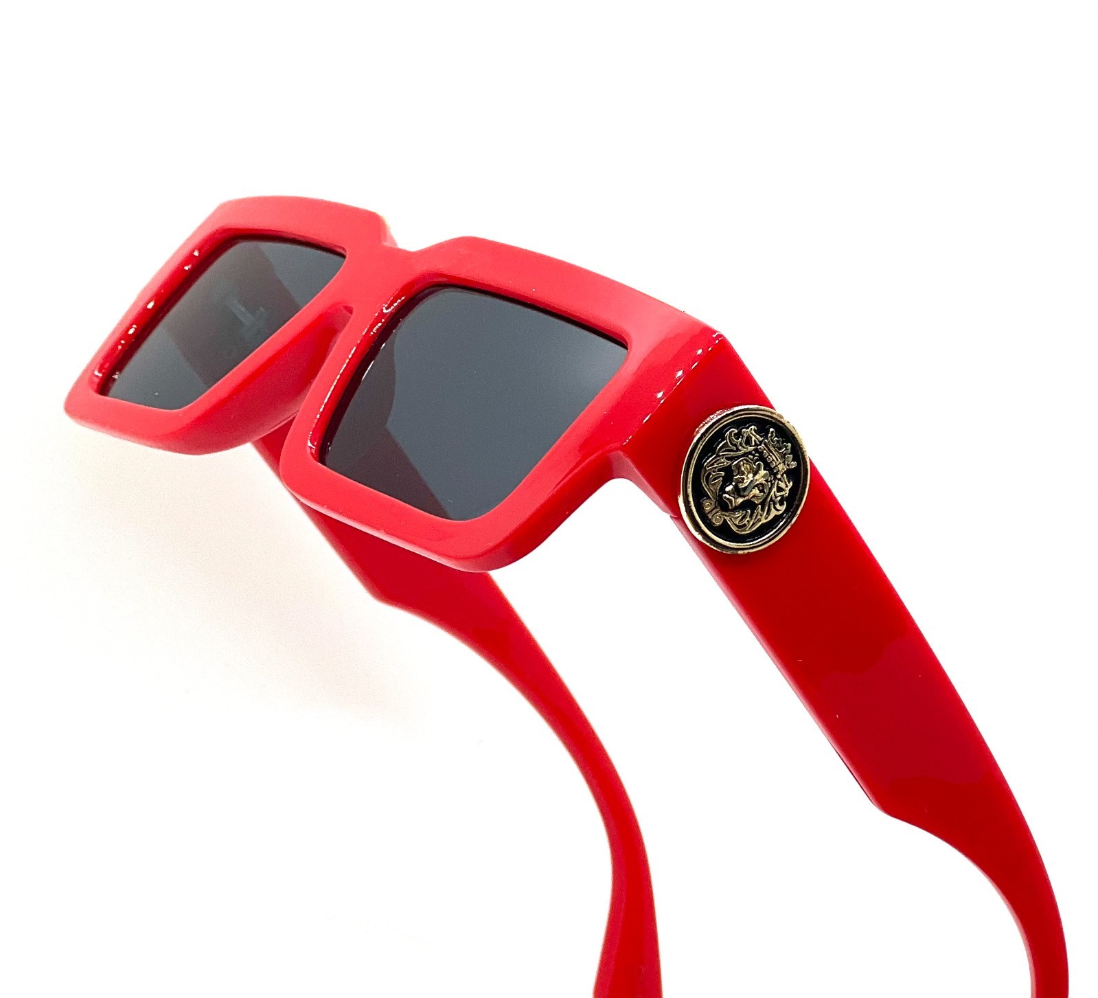 METALLIC OVERSIZED THICK BOLD SQUARE SUNGLASSES RETRO DESIGNER FASHION CLASSIC