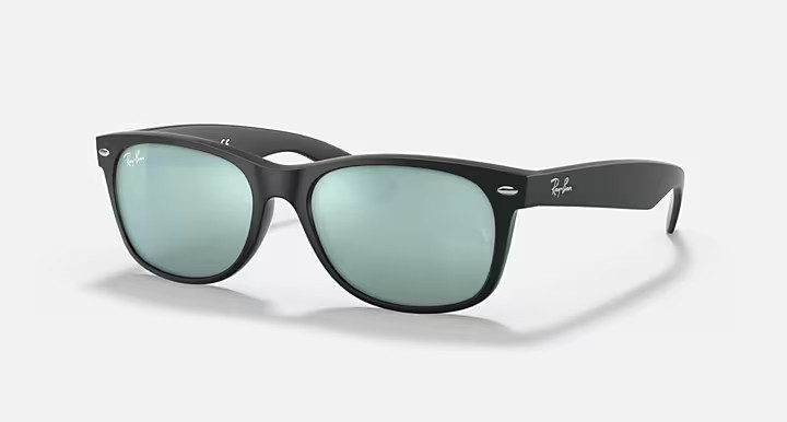 Ray-Ban RB2132 New Wayfarer Flash Sunglasses Black Silver Mirror 52mm