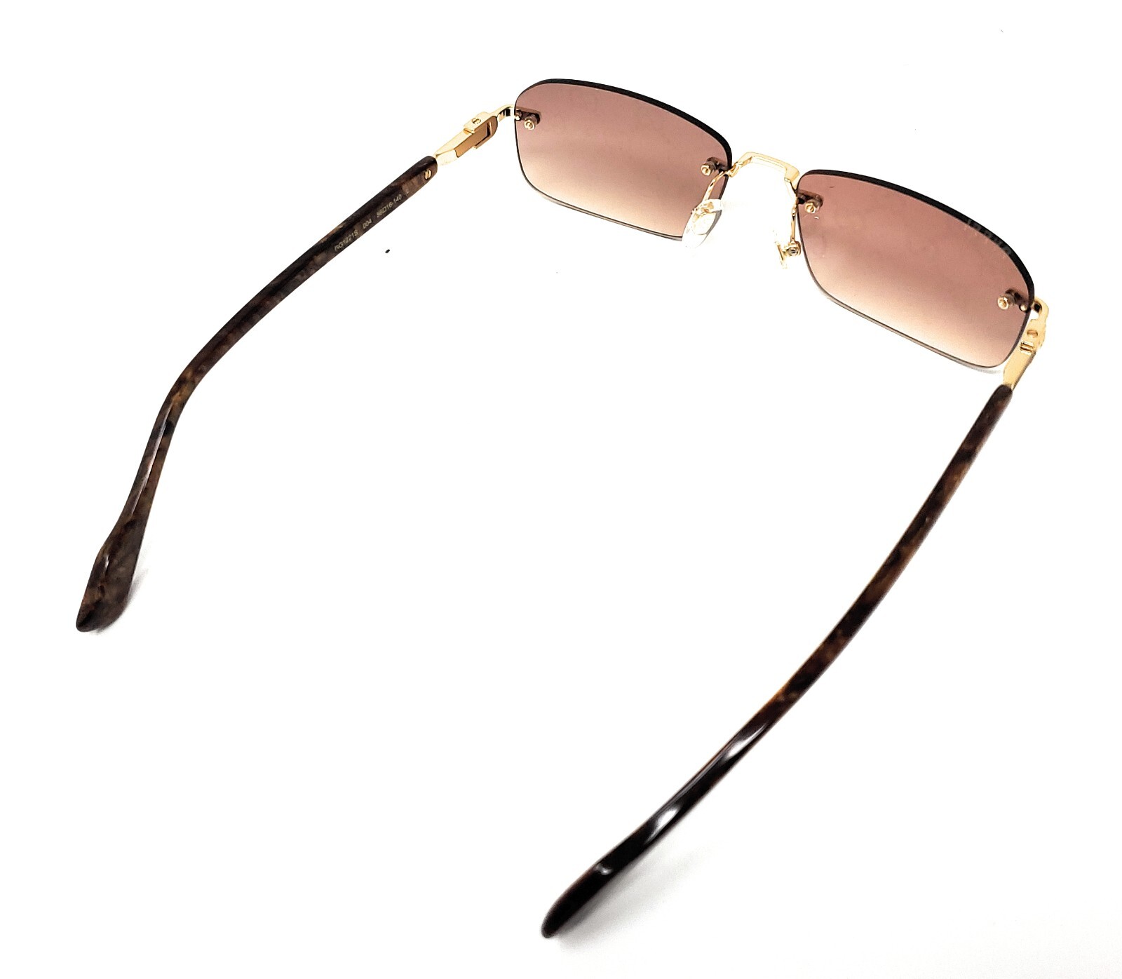 Gucci Rectangular Rimless Sunglasses w/Case GG1221S 004, Gold /Brown 140mm NEW
