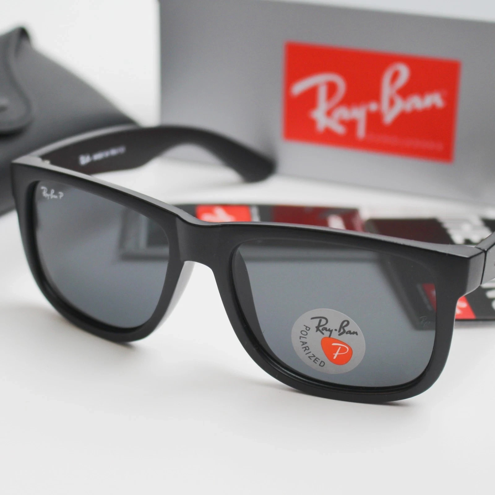 RB4165 Polarized Sunglasses Ray-Ban Justin Black Frame Gray Lens