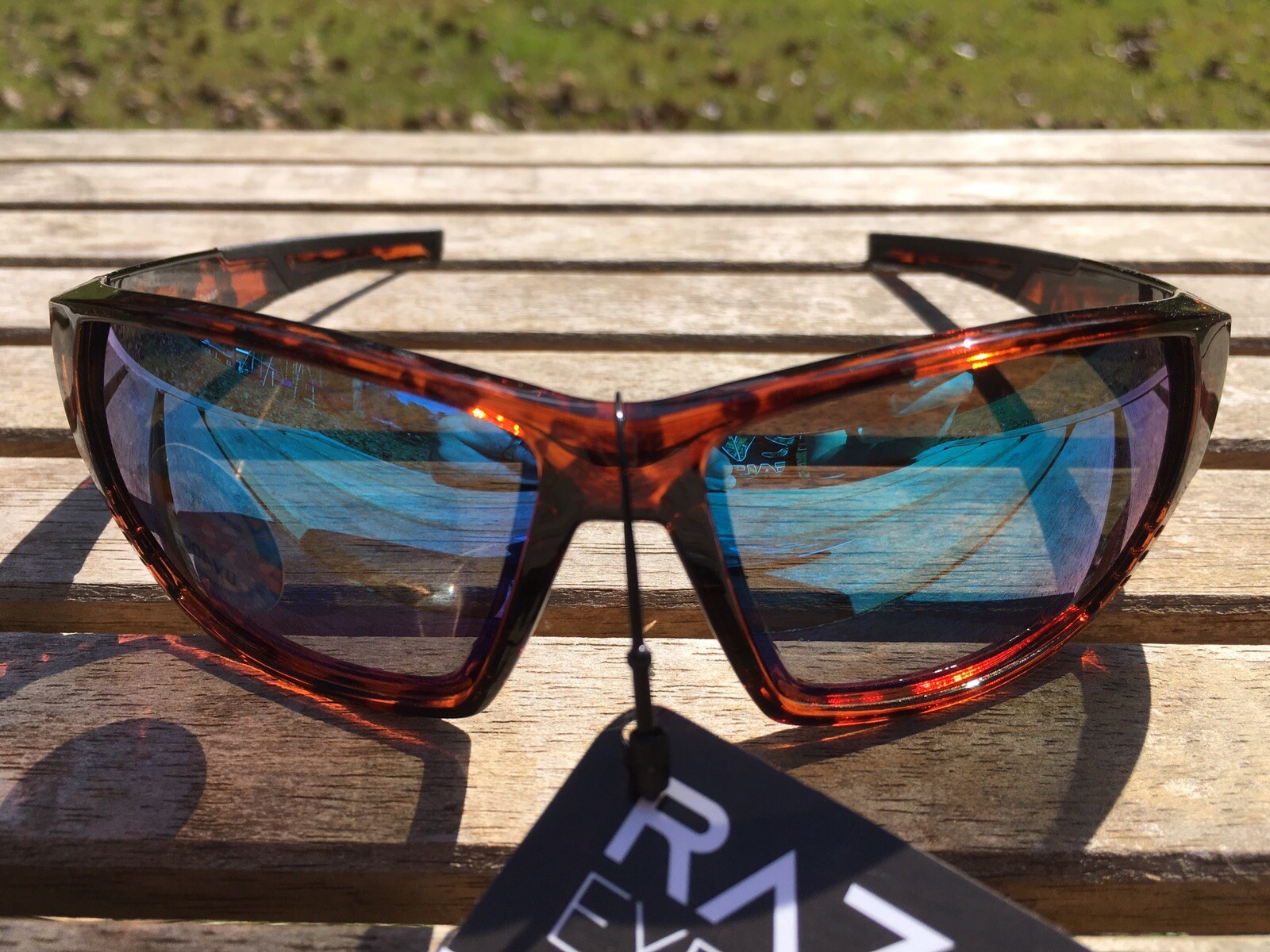 RAZE Sonar Sunglasses Polarized Mirrored Blue Brown Lens Tortoise Shell 28344