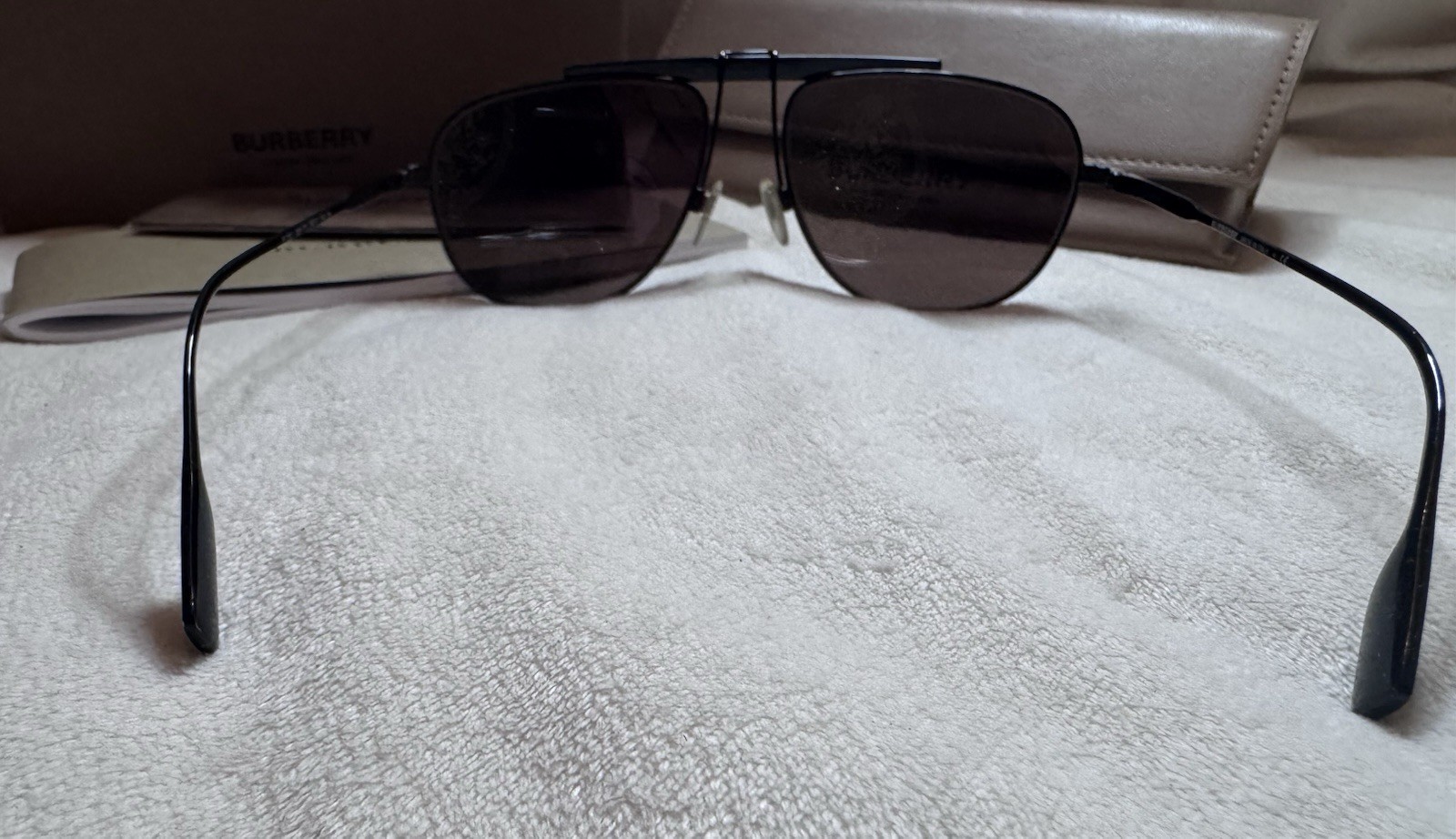 AUTHENTIC BURBERRY Sunglasses B 3121 Square Irregular Black Aviator Check BE3121