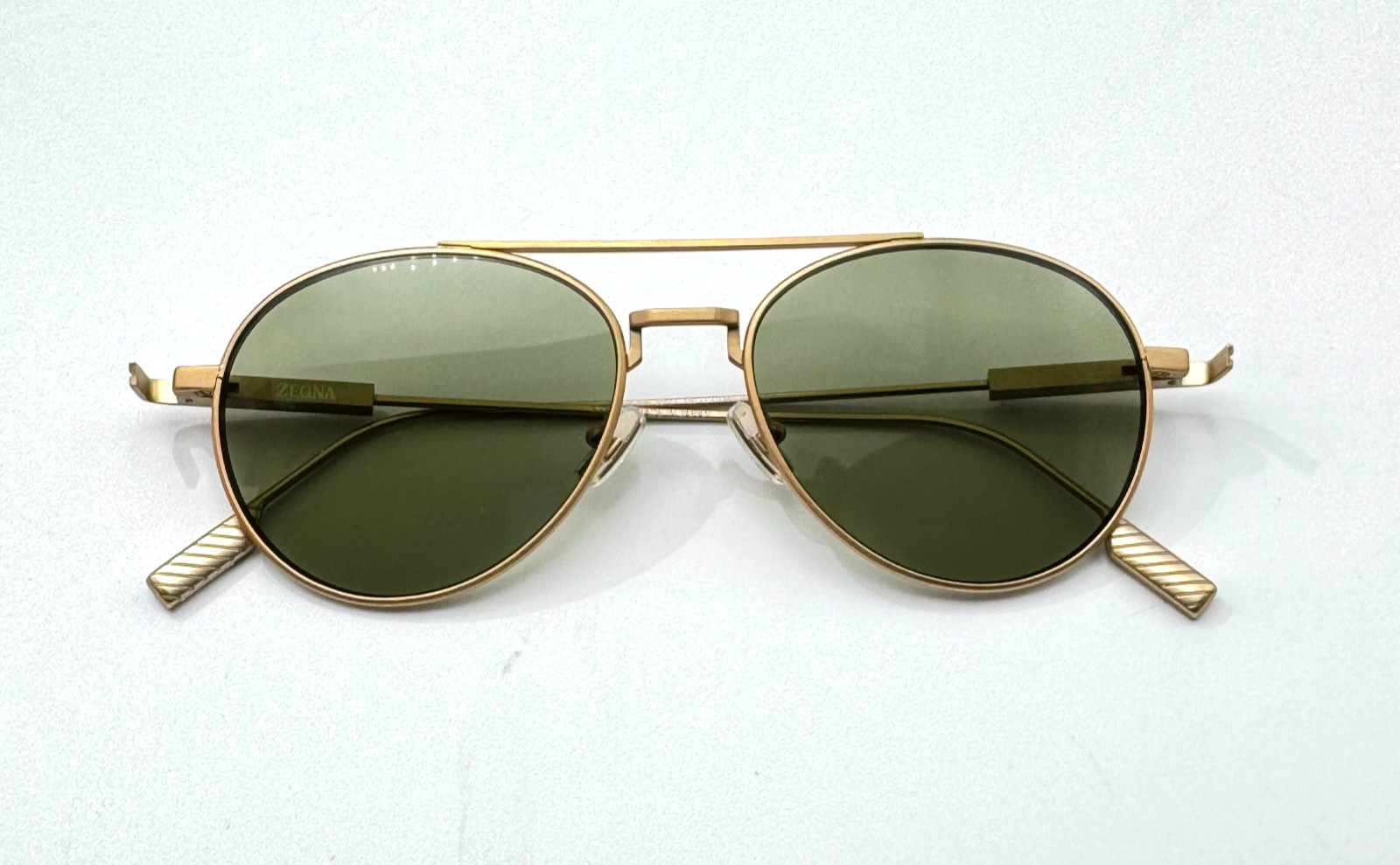 Ermenegildo Zegna Sunglasses EZ0288 35N Matte Bronze Pilot Frame Green Lens 55mm