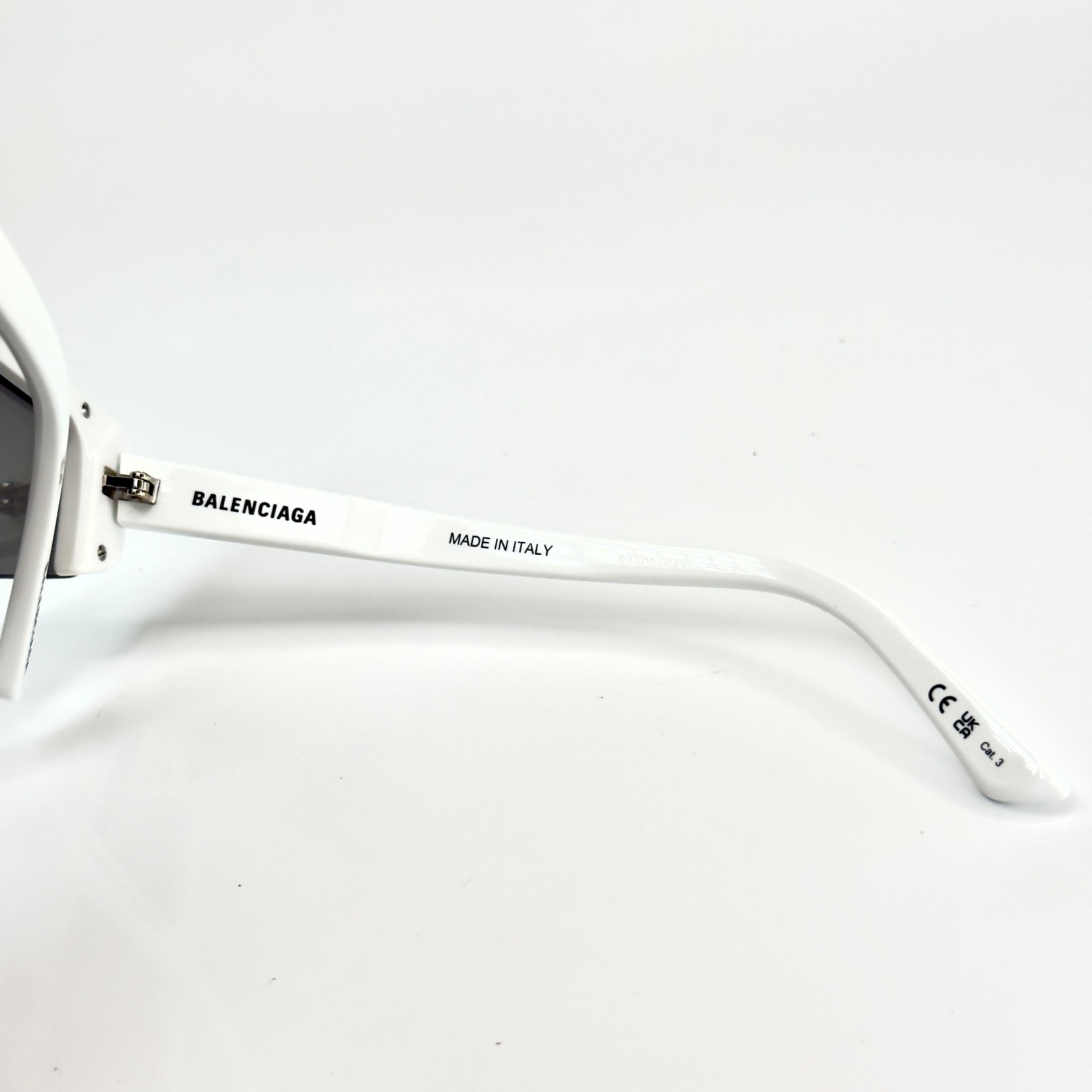 BALENCIAGA BB0003S SKI 0003 White Silver Mirrored Slim Fashion Shield Sunglasses
