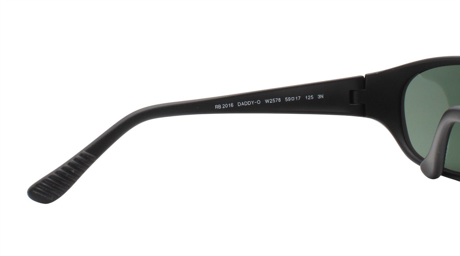 Ray-Ban Daddy-O Sunglasses RB 2016 W2578 Matte Rubber Black Green Lens with Case