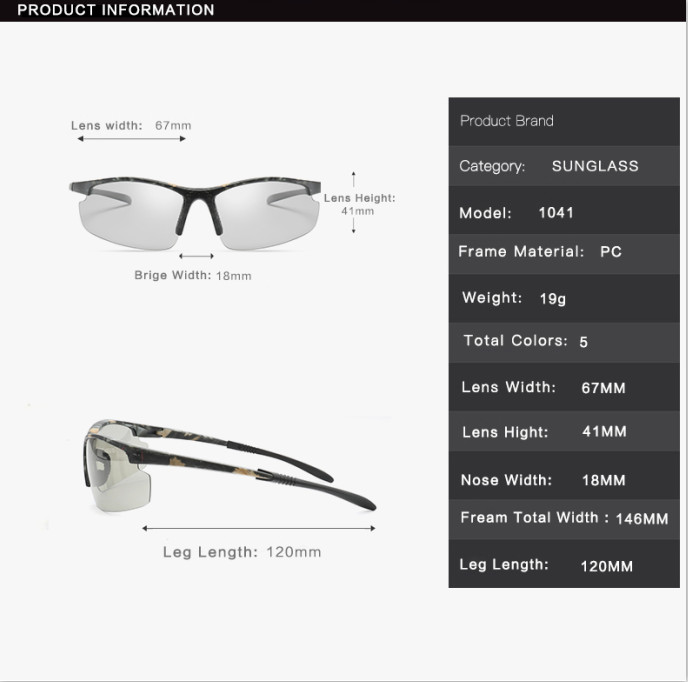 FELRES Men Photochromic Polarized Sunglasses Outdoor Driving Cycling Glasses New