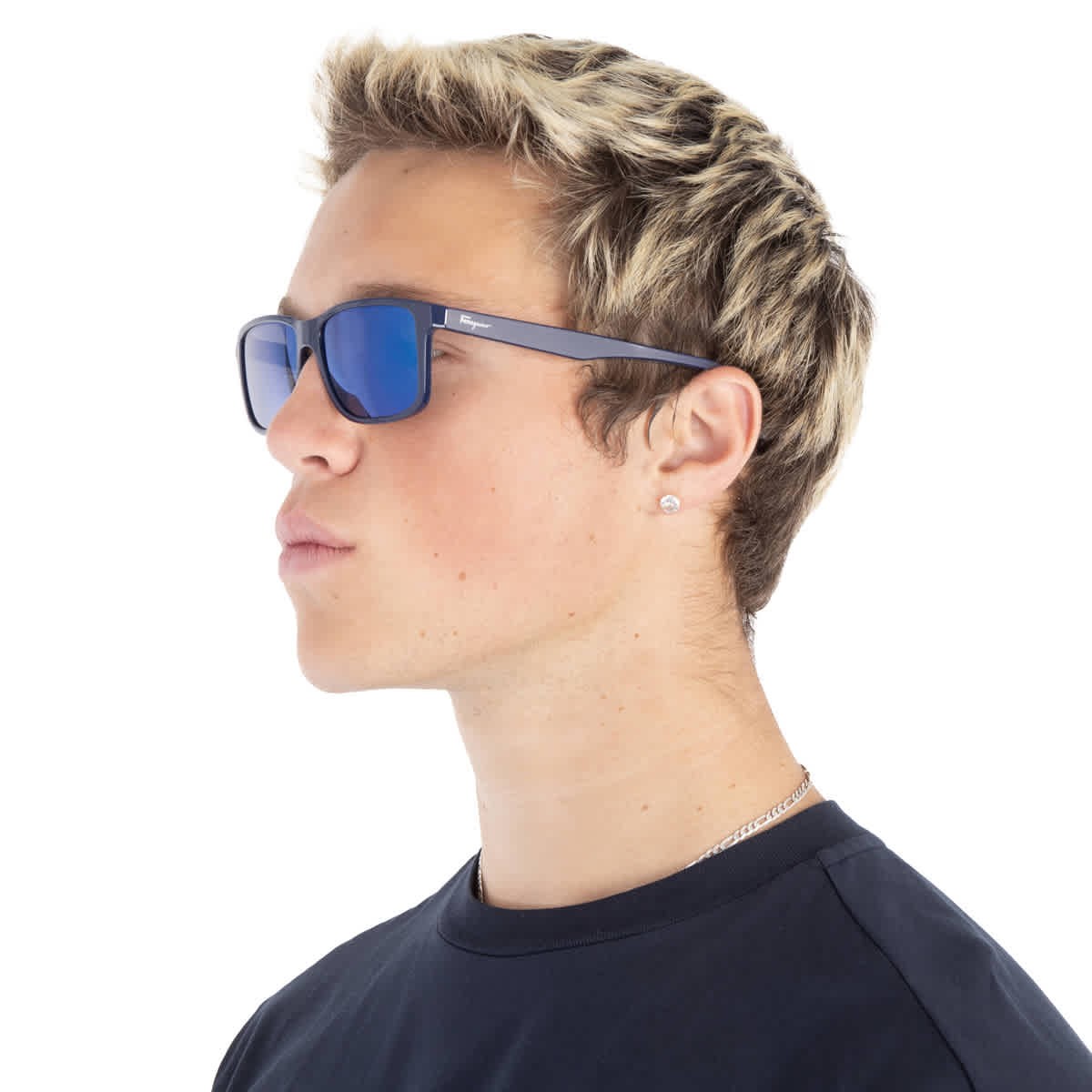 Salvatore Ferragamo Blue Rectangular Men’s Sunglasses SF938S 435 57