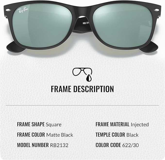 Ray-Ban RB2132 Wayfarer Flash square Sunglasses w/ eyewear kit