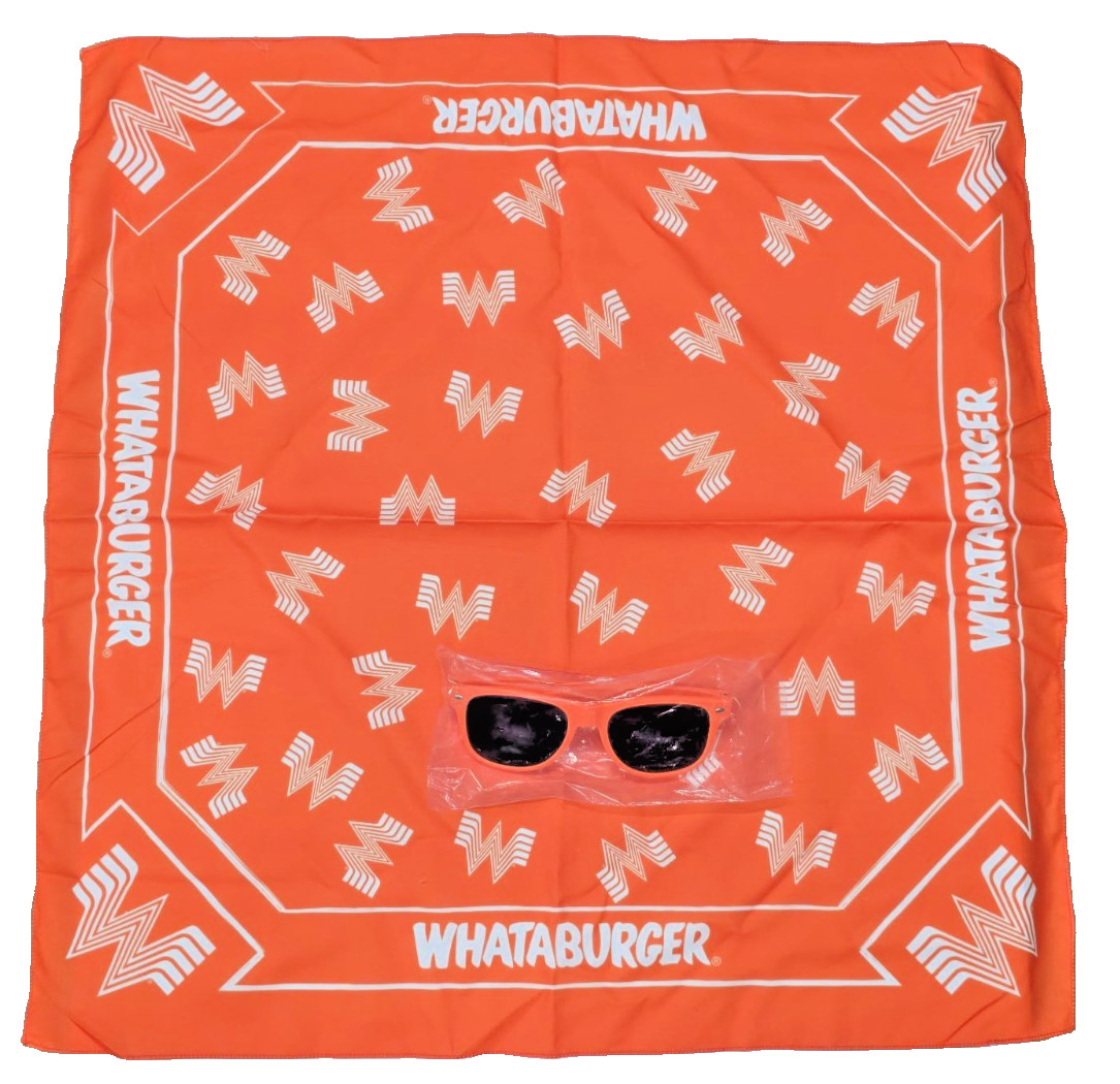 Whataburger Orange Bandana & Sunglasses Promo Set New Sealed Glasses Texas