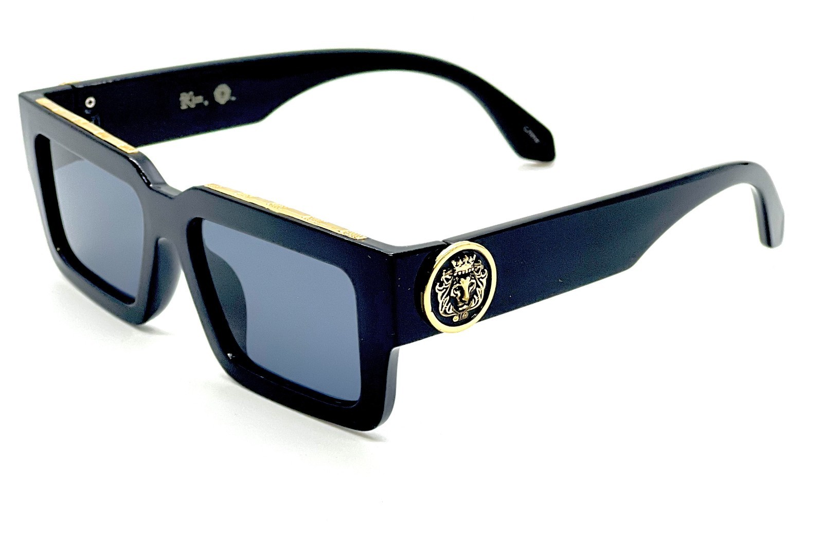 METALLIC OVERSIZED THICK BOLD SQUARE SUNGLASSES RETRO DESIGNER FASHION CLASSIC