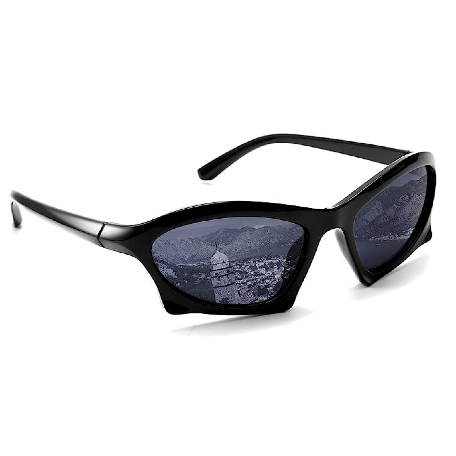 Sport Wrap Around Fashion Y2KTrendy Cool Bat Shades Rave Men Women Sunglasses