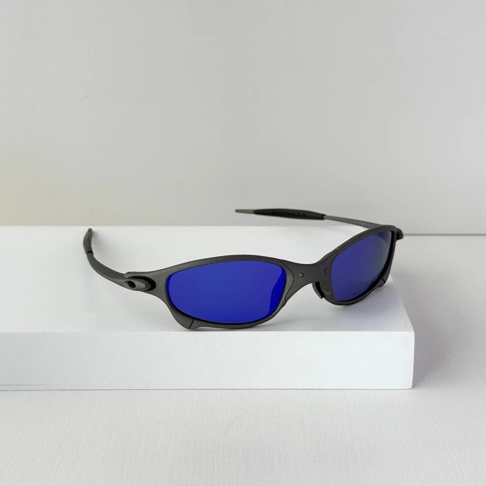 Oakley Juliet 1.0 X-Metal Sunglasses Dark Gray Frame Blue Polarized