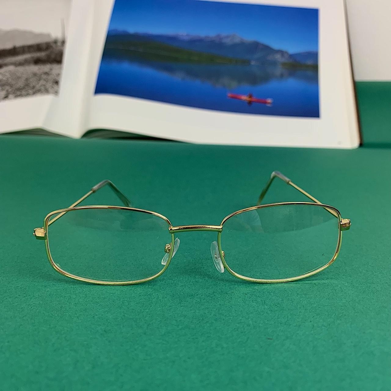 Vintage 2000s style unique Slim Gold Trim Clear Lenses Glasses. Glasses are