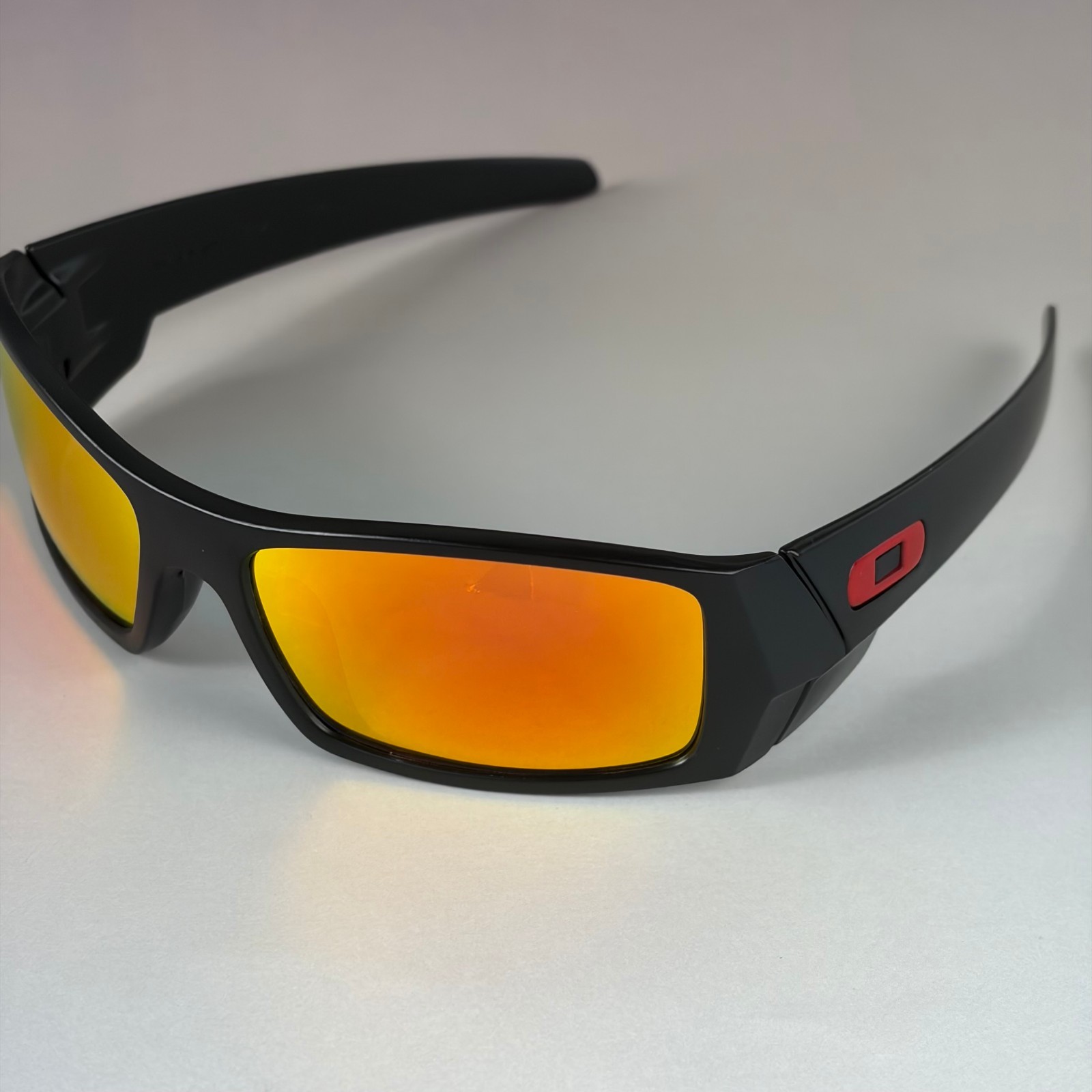 New Oakley Gascan Black Frame Ruby Fire Iridium Sunglasses With Case Box