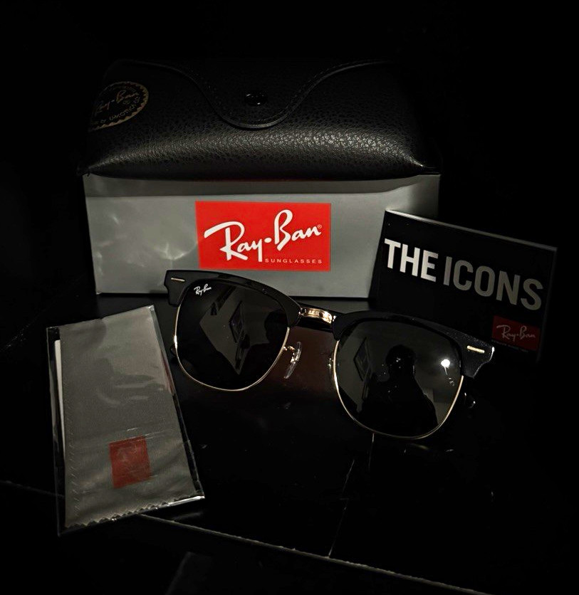 Ray-Ban Clubmaster RB3016 Black Frame/Black Tinted Glass Lenses 145mm
