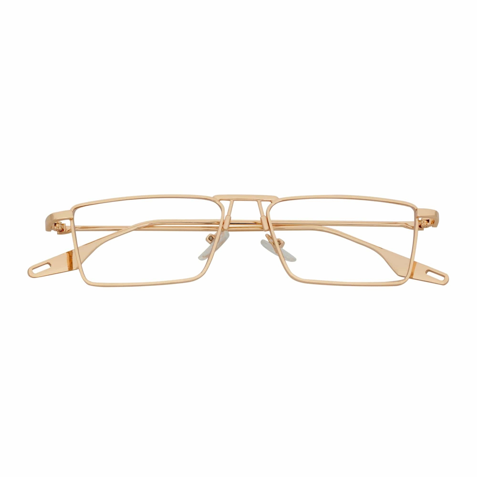ZUIKO – Small Retro 90s Fashion Metal Rectangle Glasses Gold Clear Blue Light Le