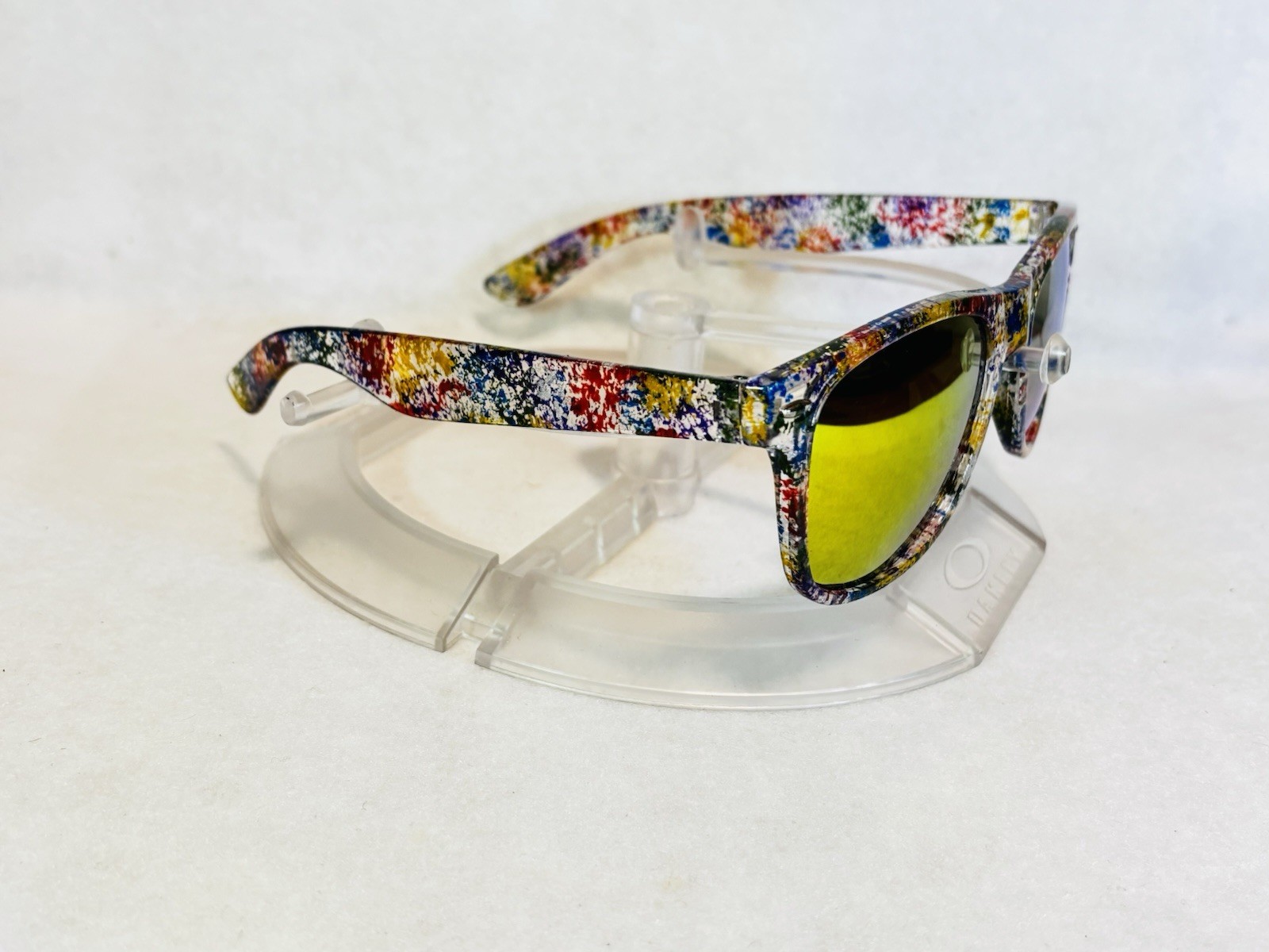 Custom PixelVivid Rainbow Metallic Marble Sunglasses with Gold Mirror Lenses