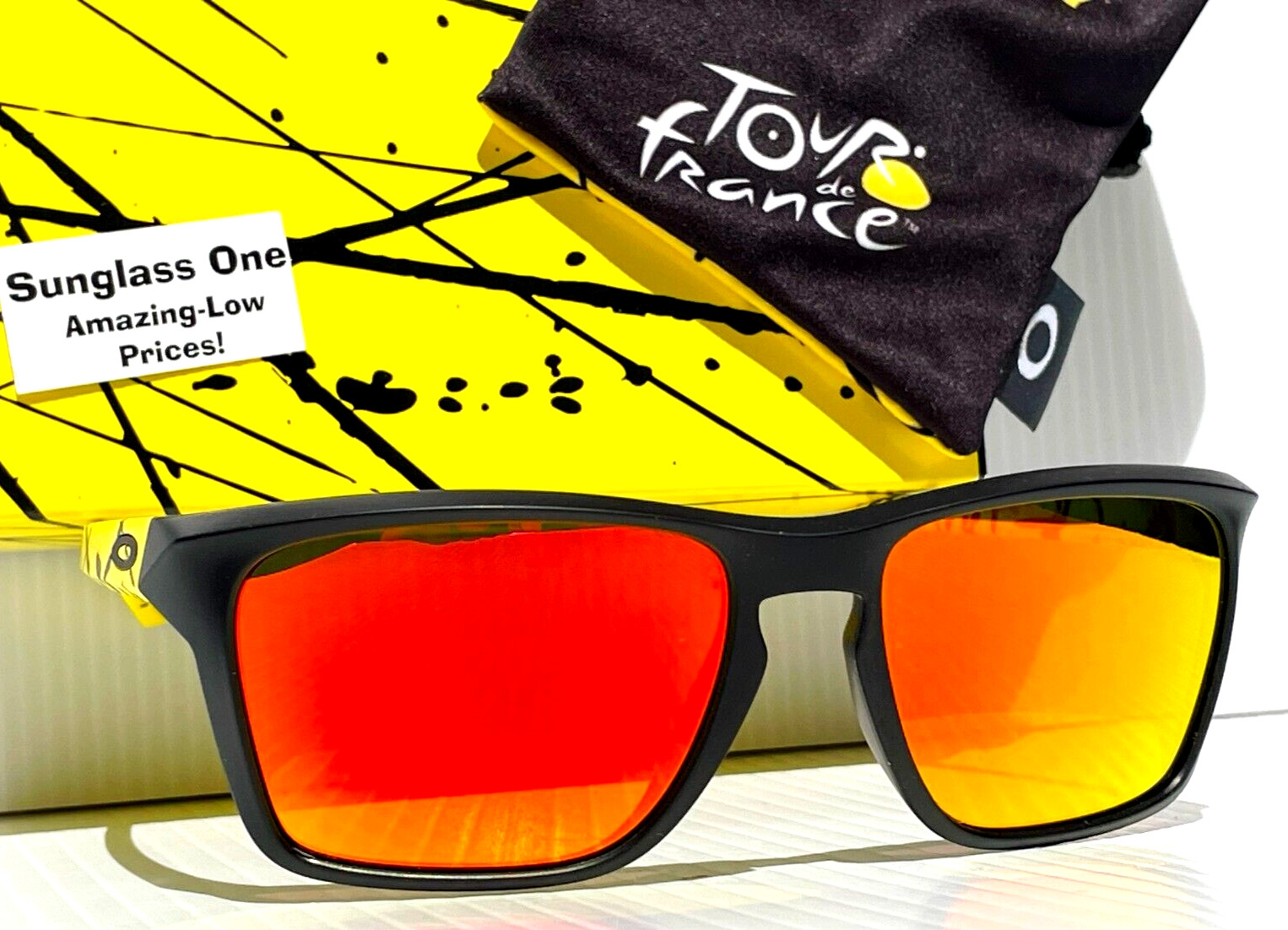 Oakley SYLAS TDF Matte Black & Yellow POLARIZED Galaxy Ruby Sunglass 9448-37