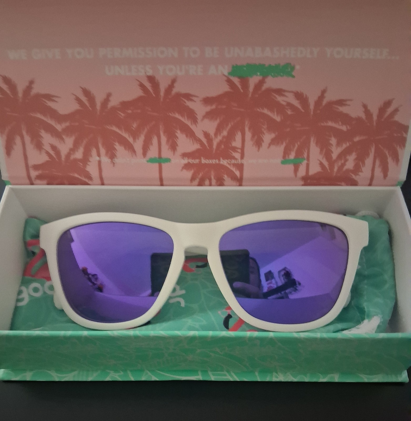 Goodr Glasses Limited Edition (Purple Lens, White Frames, Summer )