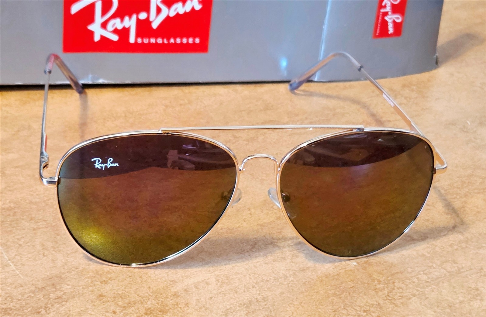 Authentic Ray-Ban Aviator ORB3386 Brown Sunglasses 003/8G with Box & Case MINT