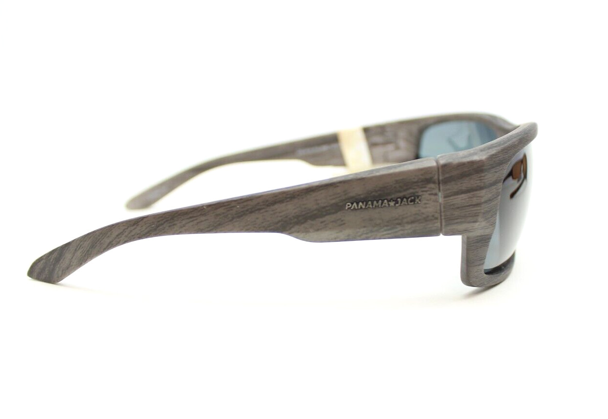 Panama Jack POLARIZED Gray Wood Grain Print Wrap Sunglasses 100%UV PJ POL 19 01