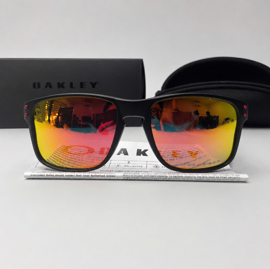 NEW Oakley Holbrook Polarized Sunglasses Black Frame Fire Lens HOT TREND