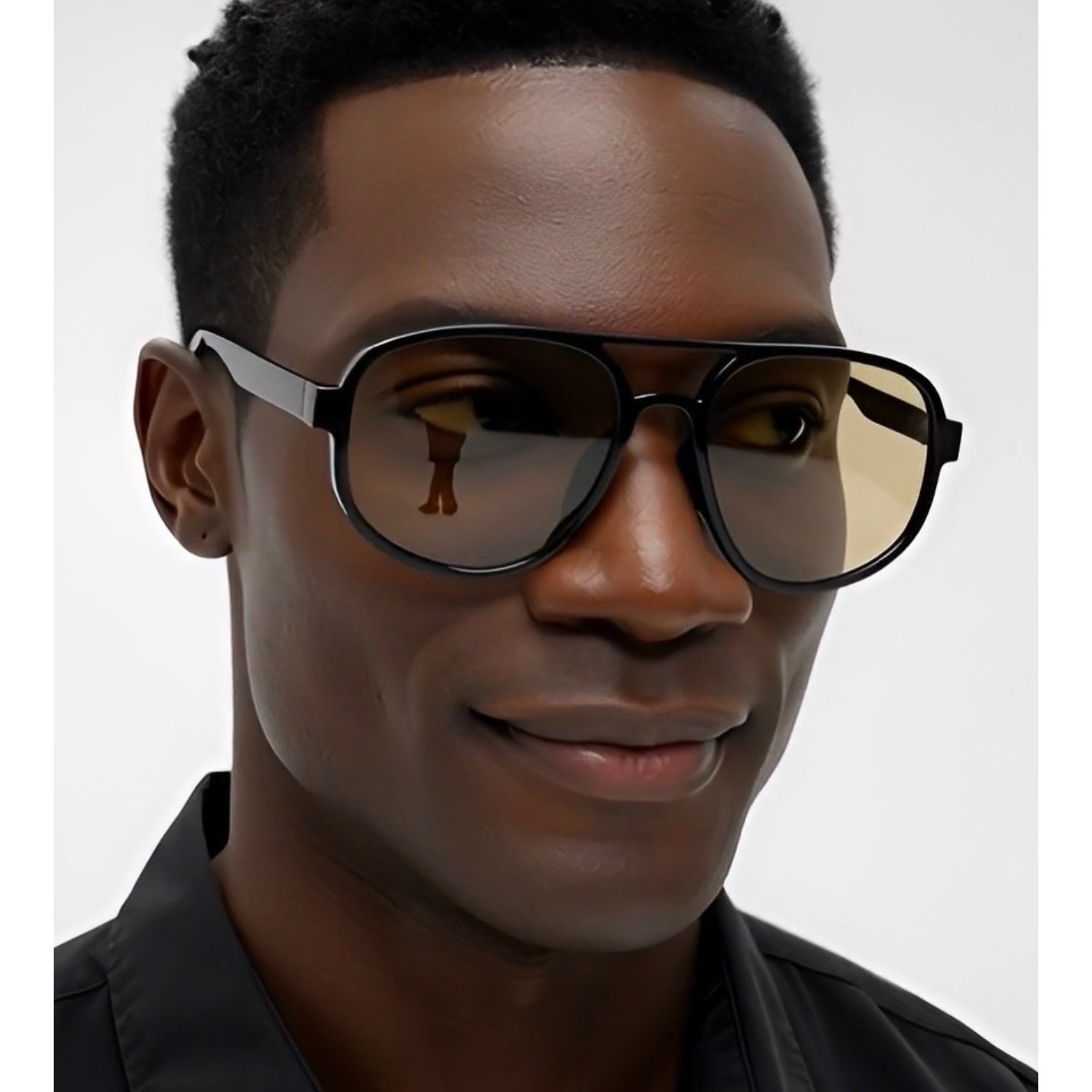 Men’s Sunglasses Designer Hip Hop Black Frame Champagne Lens Classic Pilot Style