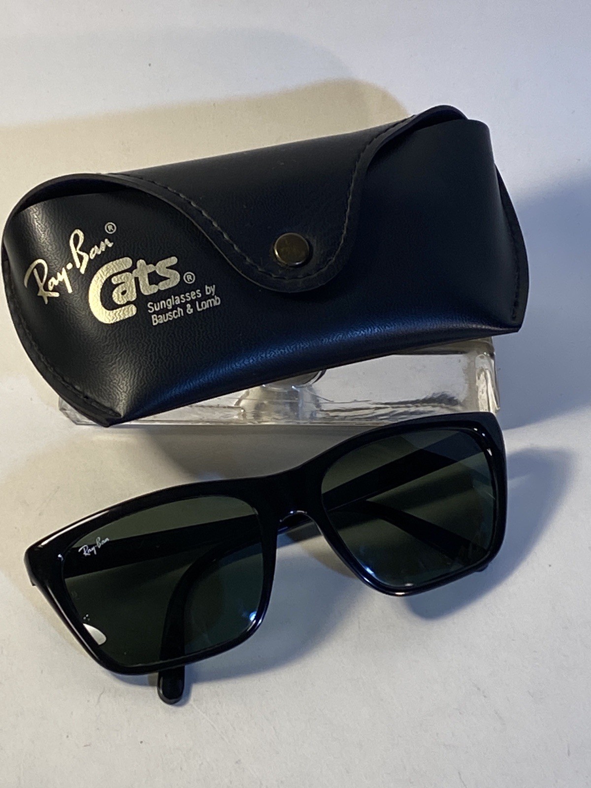 Ray-Ban Bausch & Lomb Cats Nylon Black Sunglasses 80s France Gray Lens Vintage