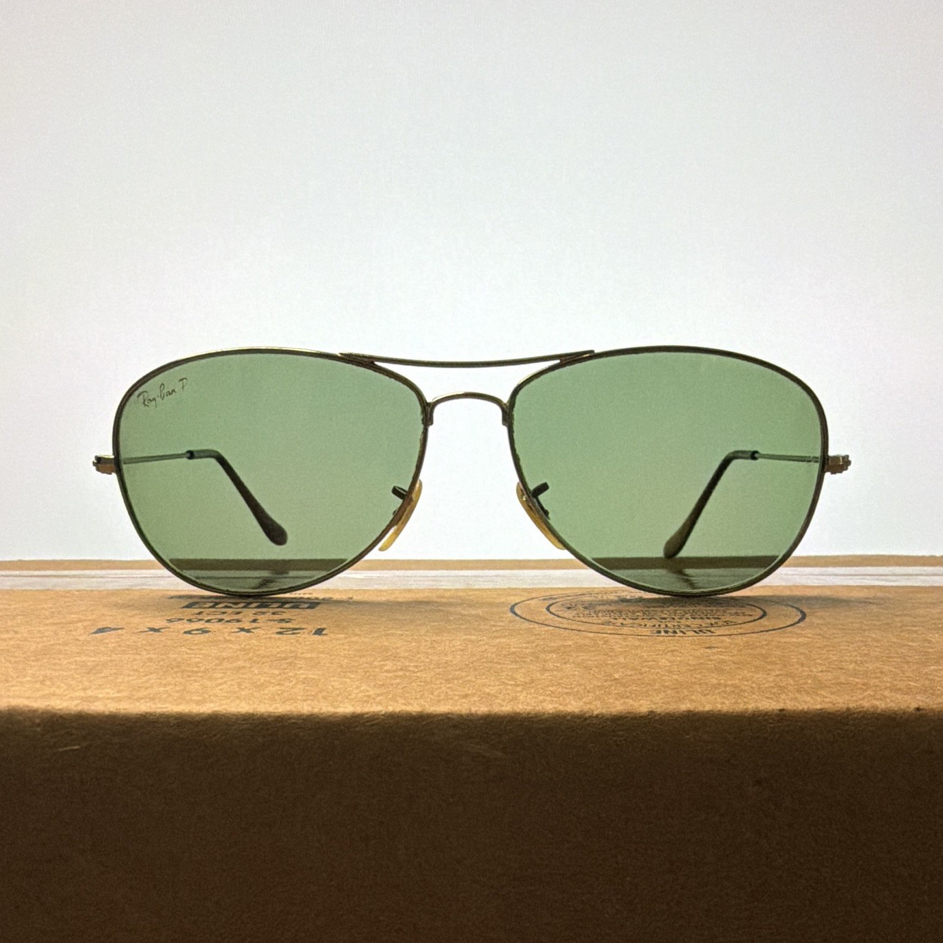 Ray-Ban CockPit Men’s Sunglasses Silver Metal Frame Green Tinted Glass Lens