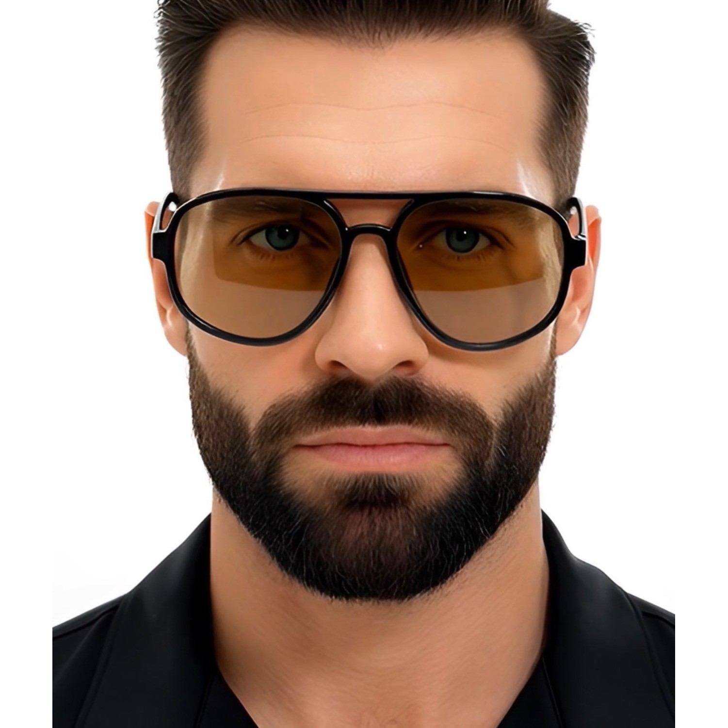 Men’s Sunglasses Designer Hip Hop Black Frame Champagne Lens Classic Pilot Style