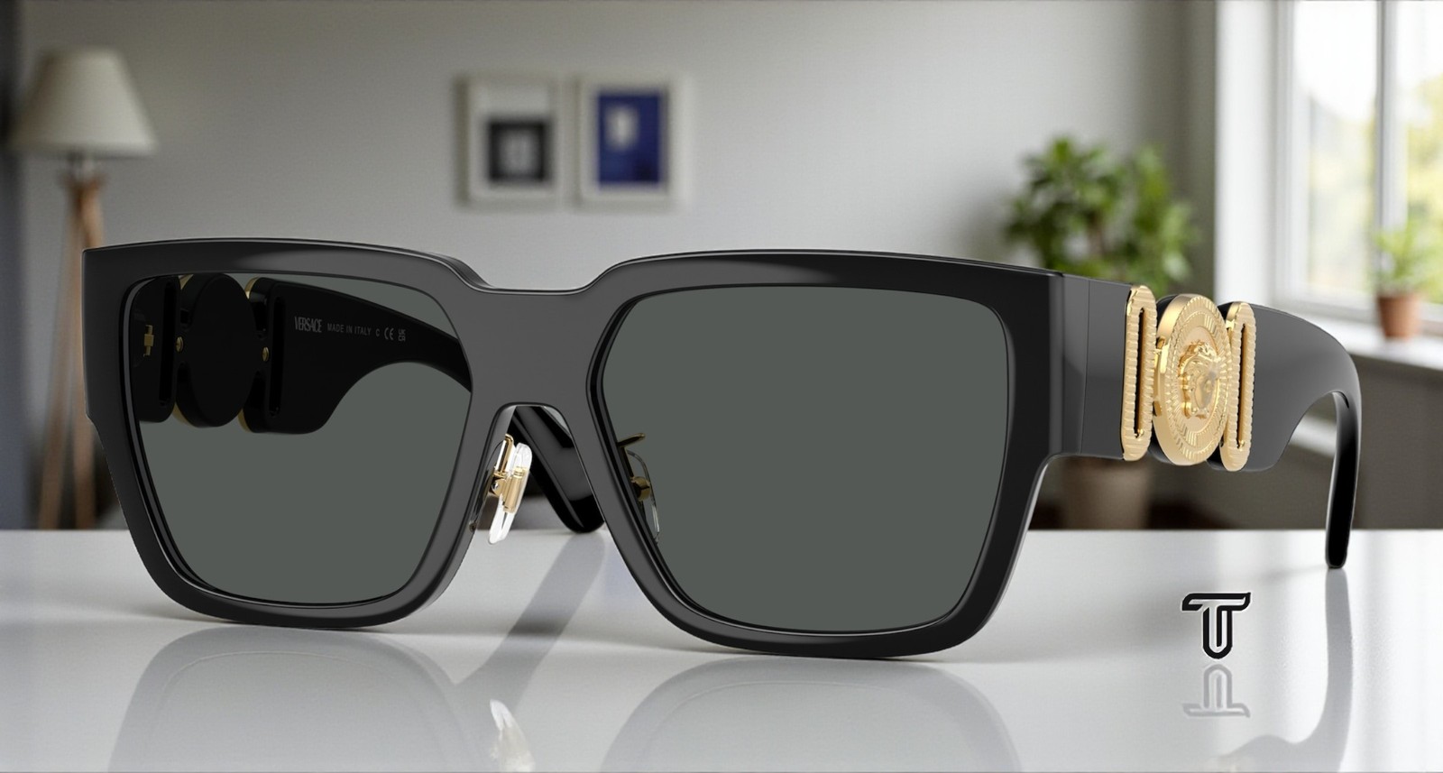 VERSACE VE4483D GB1 87 Black Dark Grey 57 mm Men’s Sunglasses