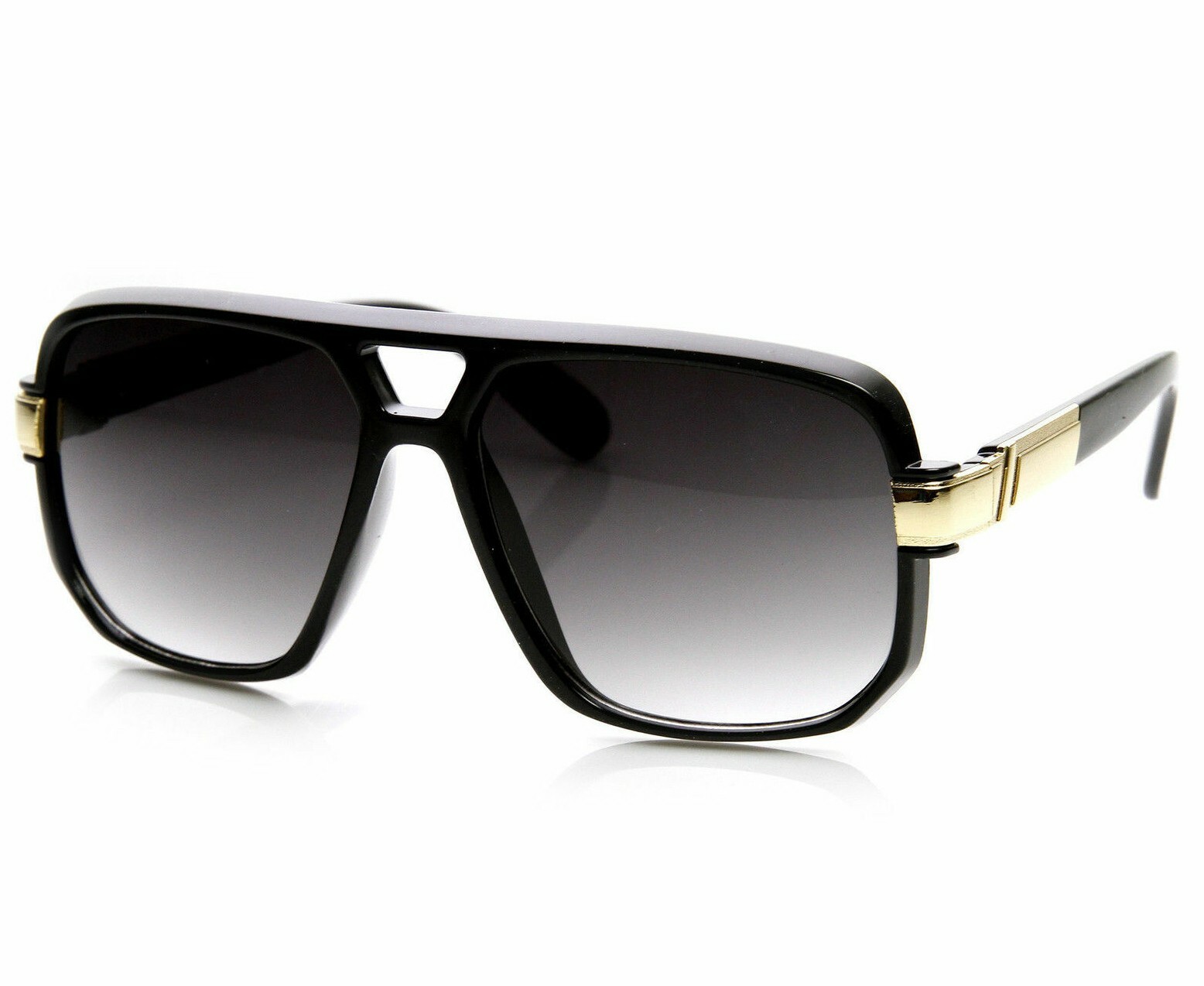 Men Sunglasses Designer Square Black Lens Gold Fashion Classic Retro Vintage NEW
