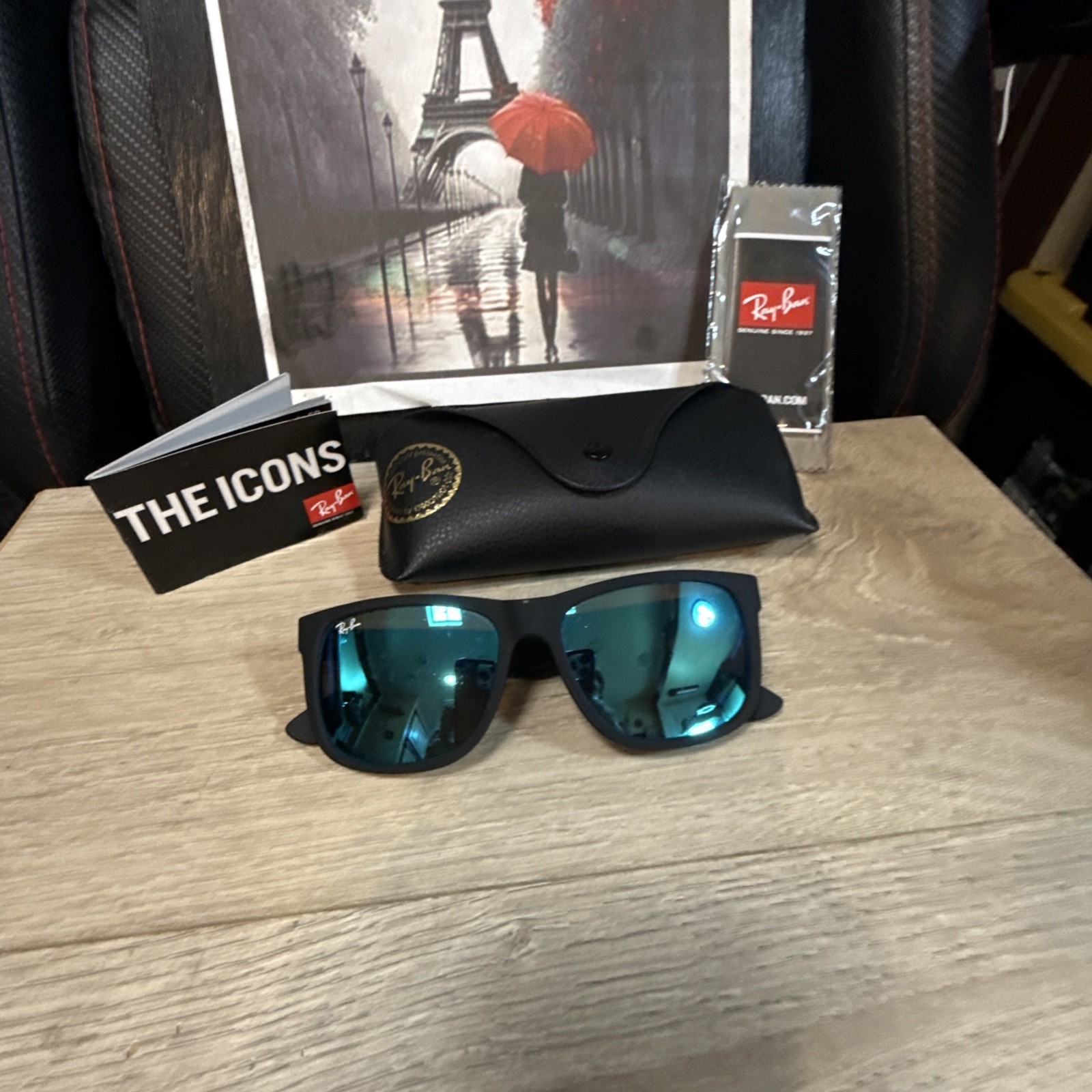 RayBan 4165 Justin 622/55 Matte Black/ Blue Mirror 54mm