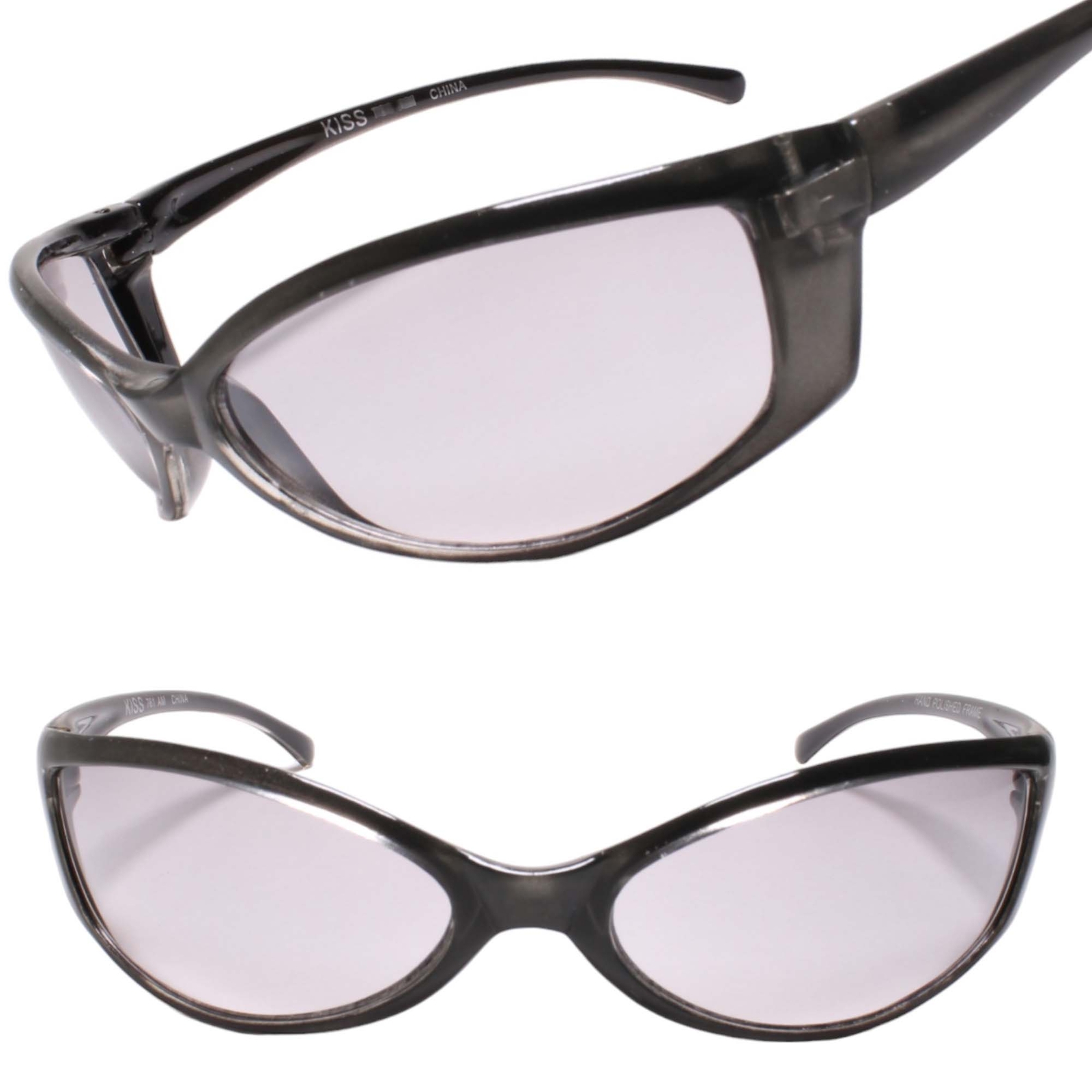 Wrap Around Aerodynamic Narrow Slender Lightweight Sport Gray Sunglasses