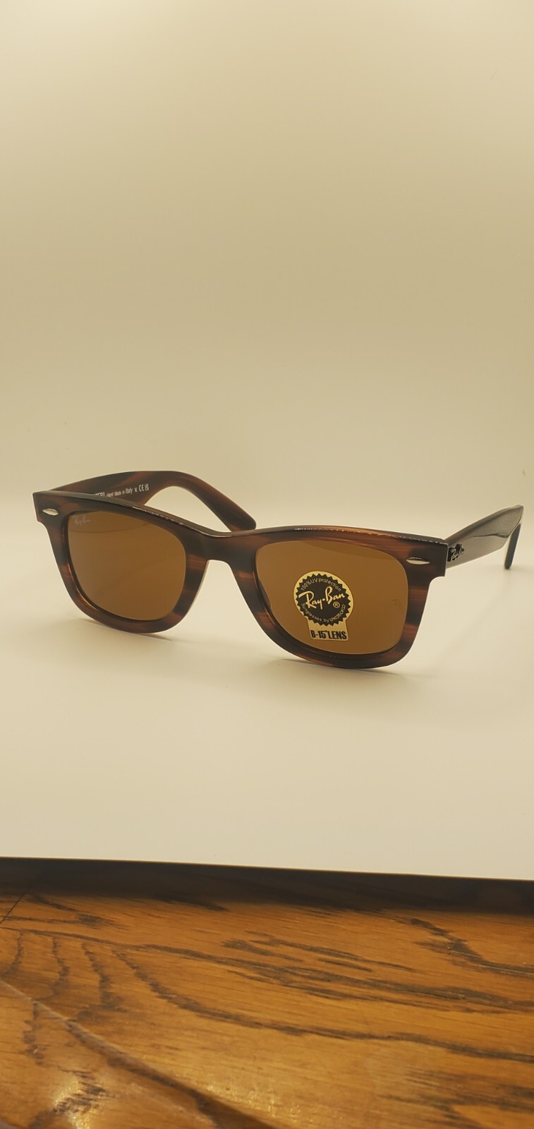 RayBan Wayfarer RB2140 954 Stripped Havana Frame B-15 Brown Lens 50MM
