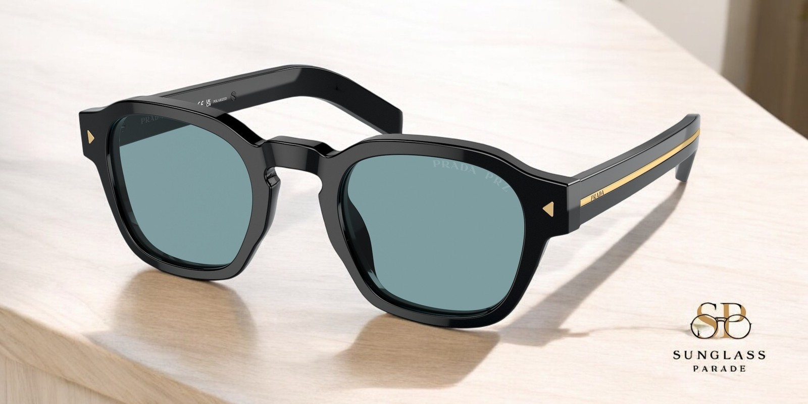 PRADA PR A16S 16K04D Black Polarized Green Polarized 52 mm Men’s Sunglasses